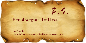 Presburger Indira névjegykártya
